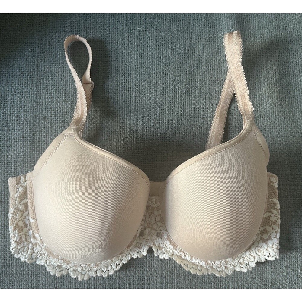 Wacoal Embrace Lace T-Shirt Bra 853191 32D Naturally Nude Ivory Underwire Lace